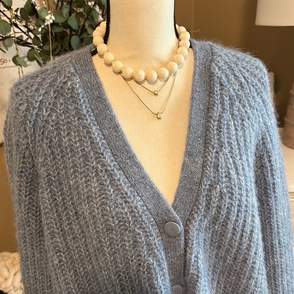 Sezane Basile Cardigan Sweater in Vintage Blue - Picture 6 of 11
